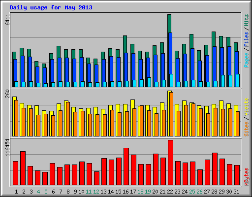 Daily usage for May 2013