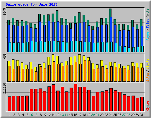 Daily usage for July 2013