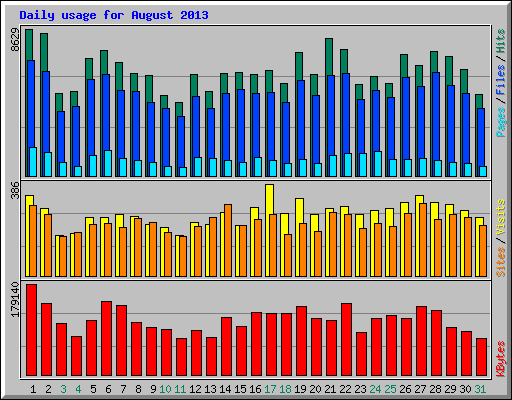 Daily usage for August 2013