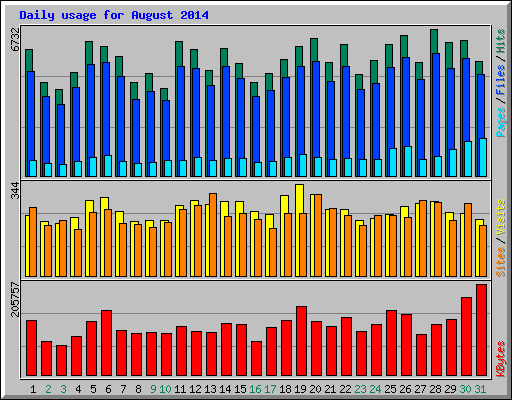 Daily usage for August 2014