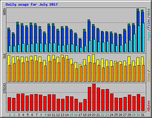 Daily usage for July 2017