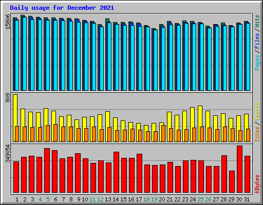 Daily usage for December 2021