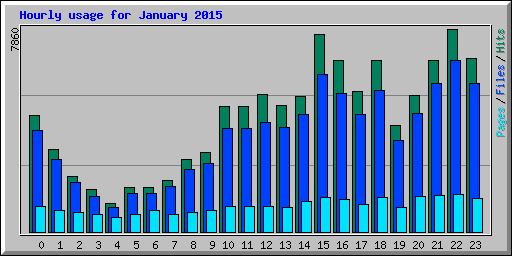 Hourly usage for January 2015