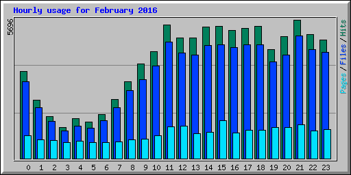 Hourly usage for February 2016