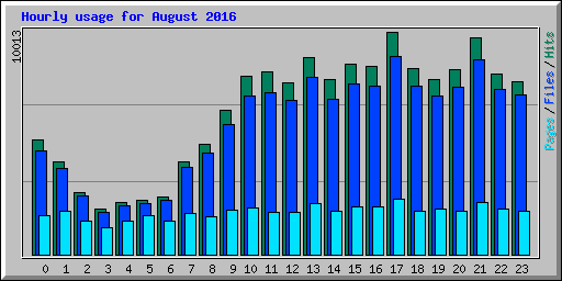 Hourly usage for August 2016