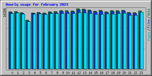 Hourly usage for February 2023